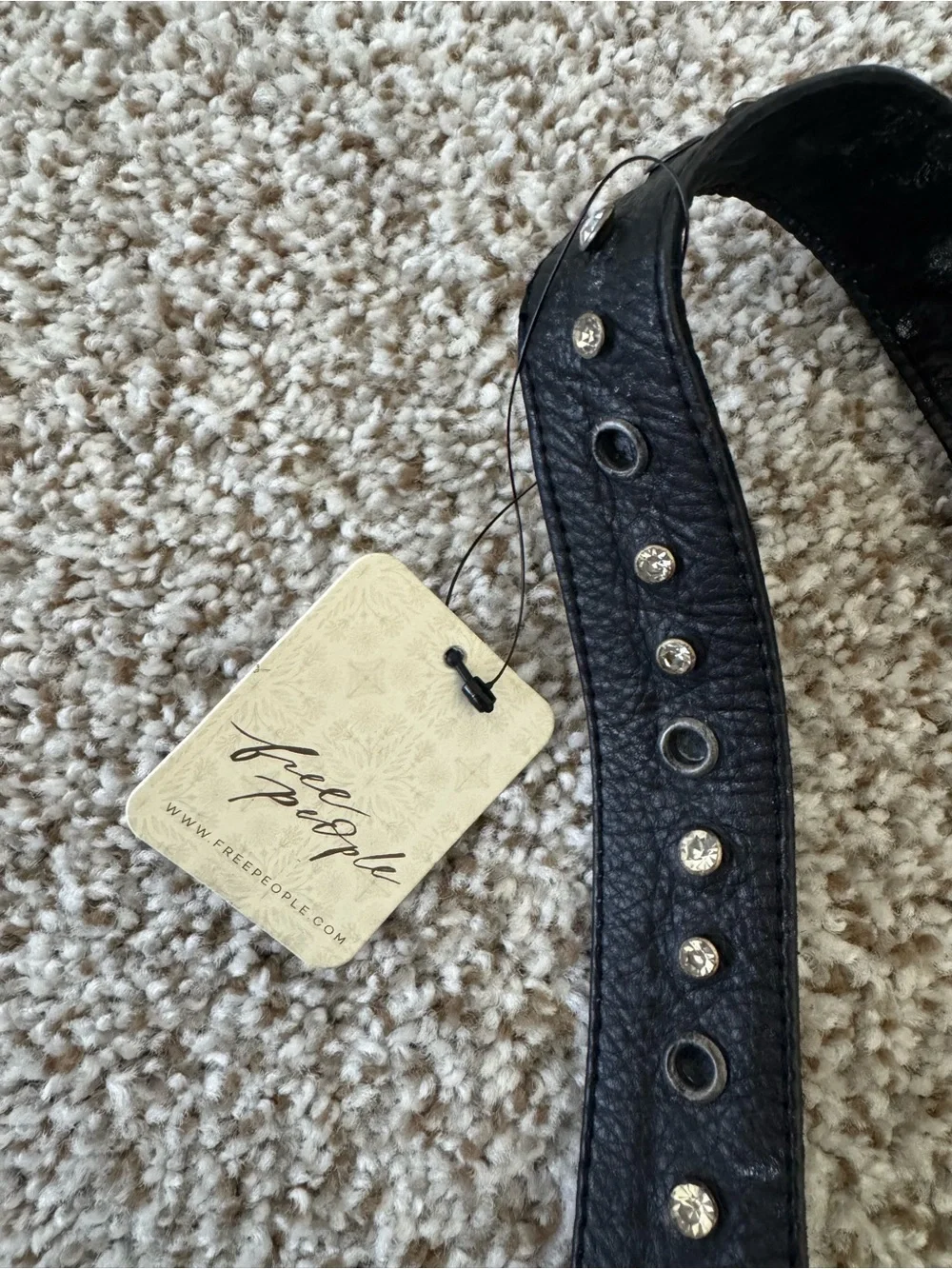Free People Black Studded Lace-Up Leather Crop Top - Women Accessories